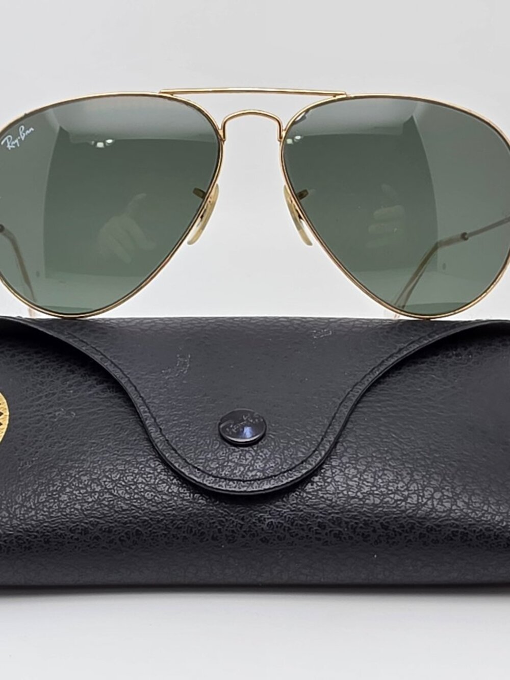Ray-Ban RB3025 L0205 Arista Gold Frame G-15 Green Lens Aviator Sunglasses w Case